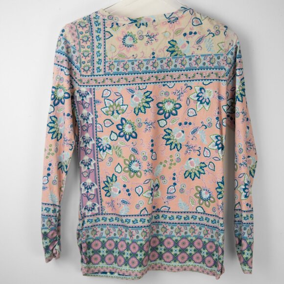 Sundance Long Sleeve Tee Floral Print Top Embroidered Shirt Pink Blue Size Small - Picture 2 of 6
